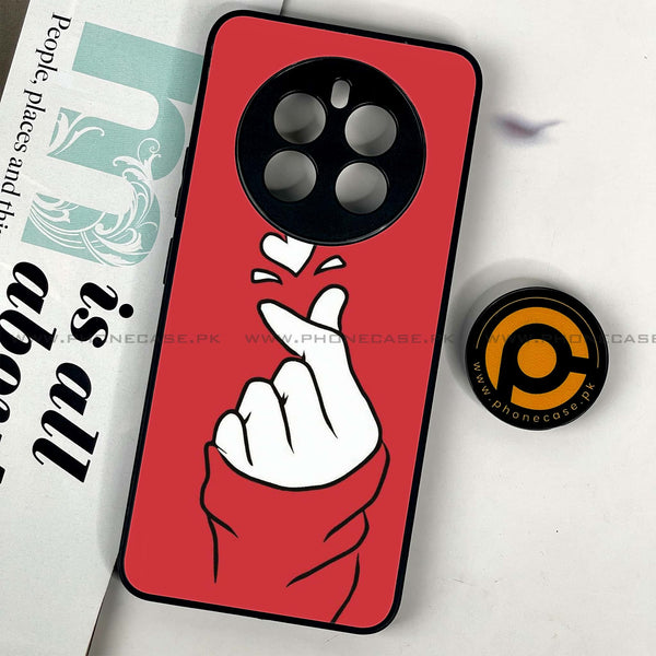 Realme 12 Plus 5G - Finger Heart BTS - Premium Printed Glass soft Bumper Shock Proof Case CS-47769