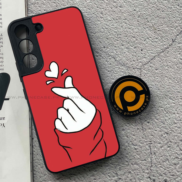 Samsung Galaxy S22 - Finger Heart BTS - Premium Metal Printed soft Bumper shock Proof Case