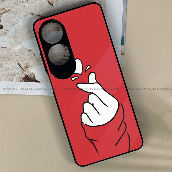 Oppo A60 - Finger Heart BTS -  Premium Printed Metal soft Bumper shock Proof Case