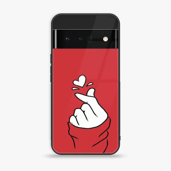 Google Pixel 6 Pro - Finger Heart BTS - Premium Printed Glass soft Bumper Shock Proof Case CS-17645