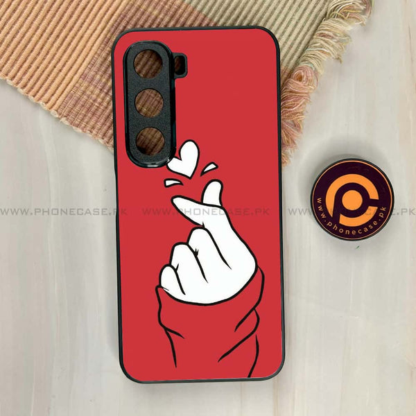 Infinix Hot 60/ Hot 60i  -  Finger Heart BTS - Premium Metal Printed soft Bumper shock Proof Case  CS-36806