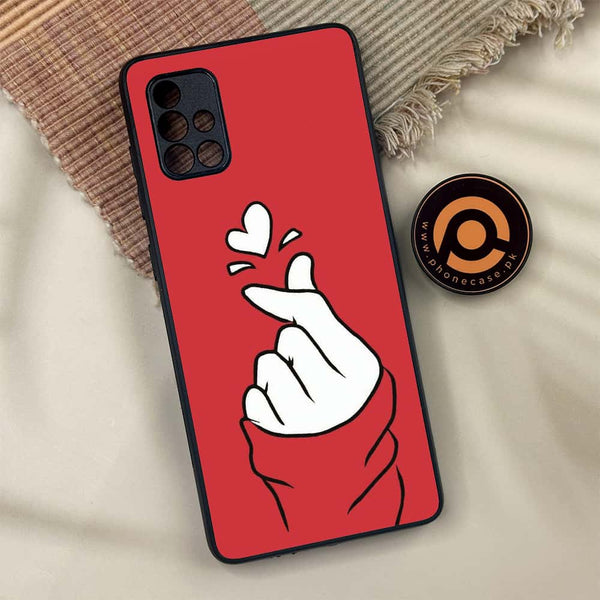 Samsung Galaxy A71 - Finger Heart BTS - Premium Metal Printed soft Bumper shock Proof Case