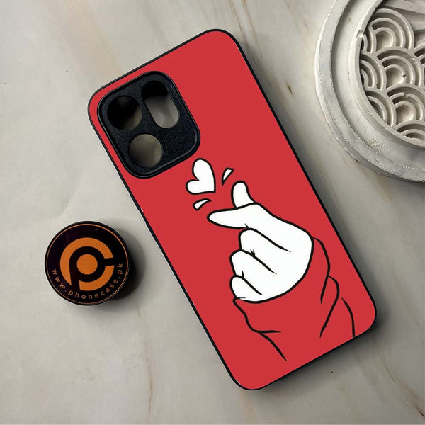 Oppo Reno 14F - Finger Heart BTS - Premium Metal Printed Soft Bumper Shockproof Case