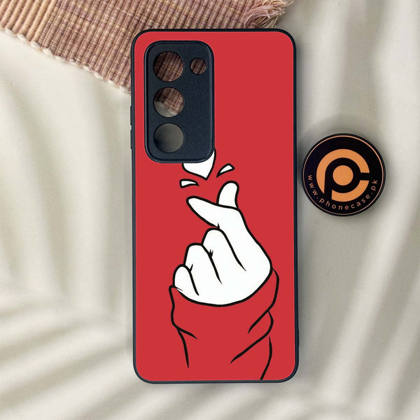 Oppo A5 2025 -  Finger Heart BTS - Premium Metal Printed soft Bumper shock Proof Case