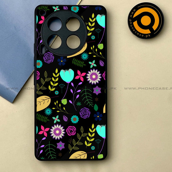 Tecno Camon 30 - Floral Design Series 2.0 Design 1  -  Premium Printed Metal soft Bumper shock Proof Case  CS-39824