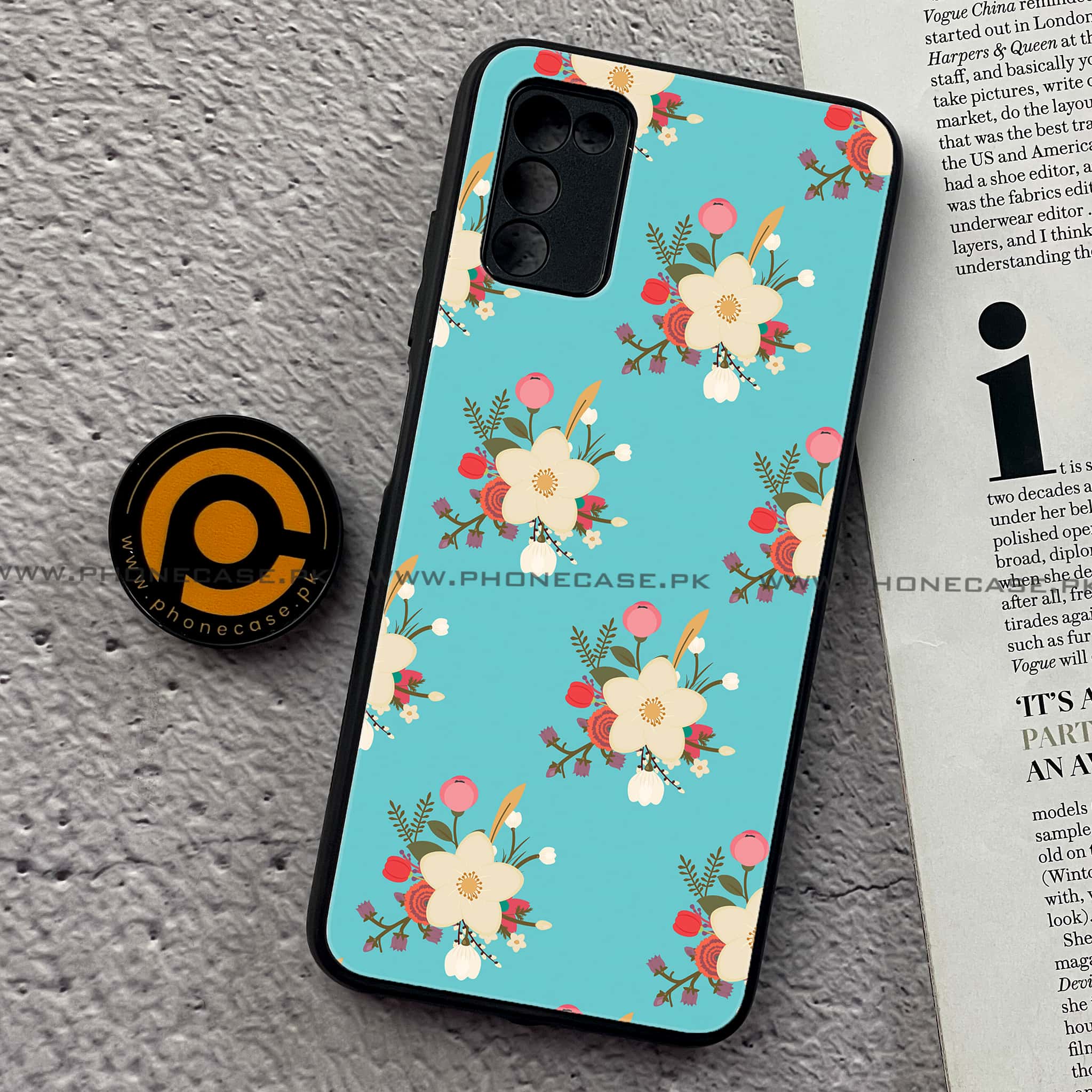 Samsung Galaxy A03s -  Floral Design Series 2.0 - Premium Printed Metal soft Bumper shock Proof Case