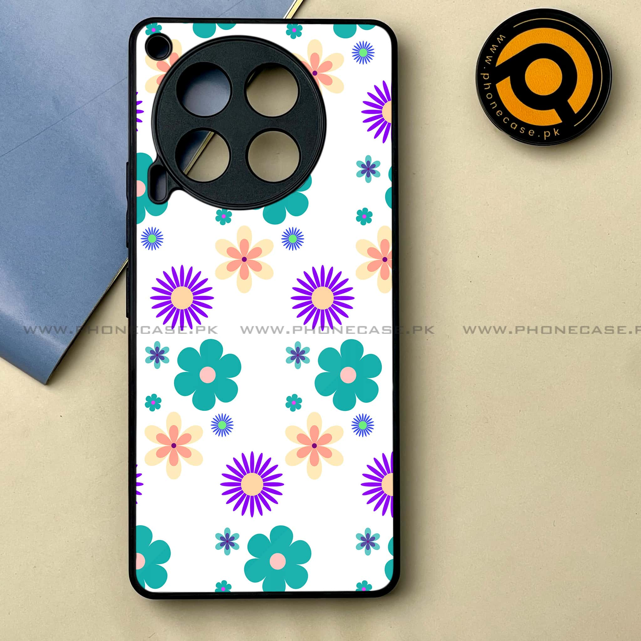 Tecno Camon 30 - Floral Design Series 2.0 -  Premium Printed Metal soft Bumper shock Proof Case