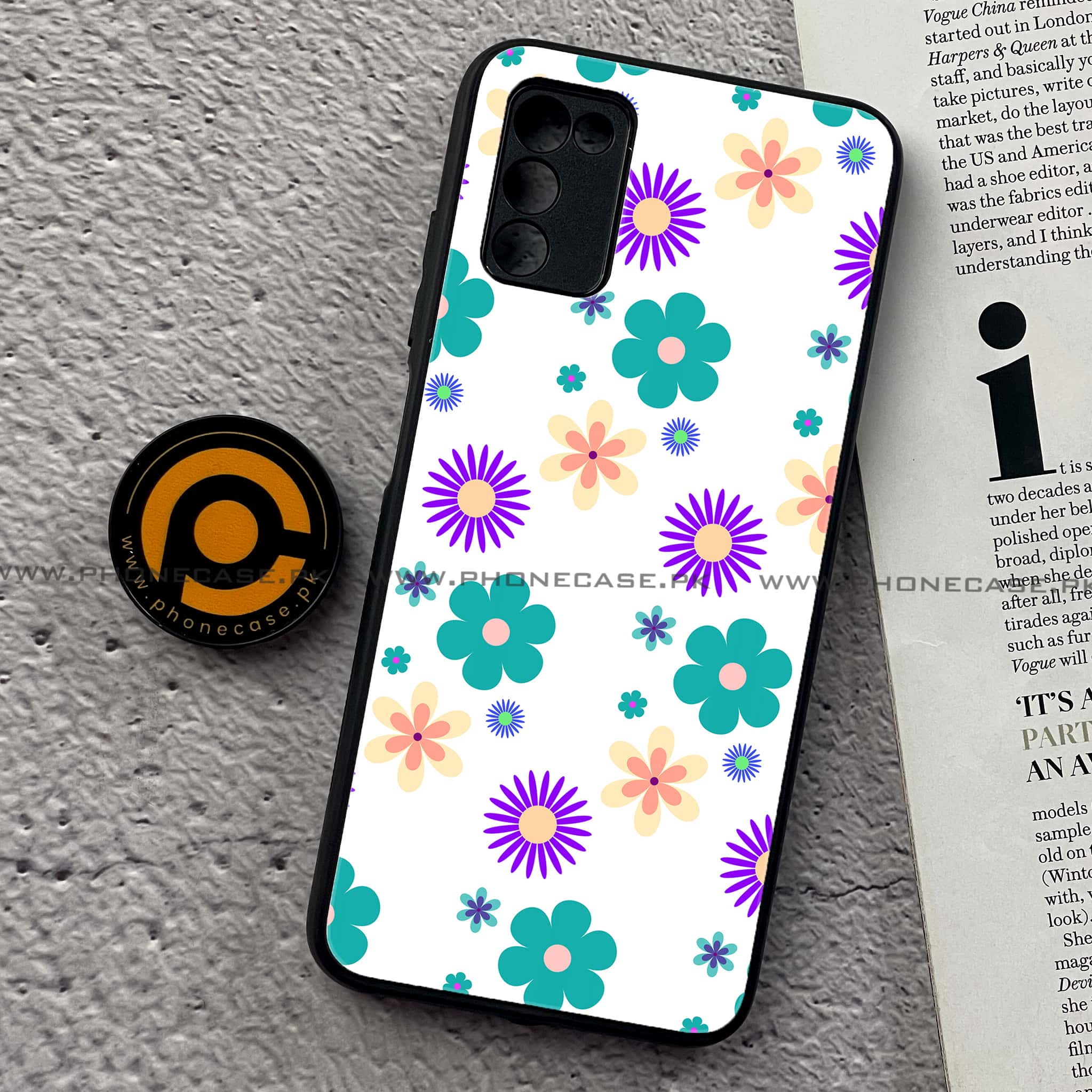 Samsung Galaxy A03s -  Floral Design Series 2.0 - Premium Printed Metal soft Bumper shock Proof Case