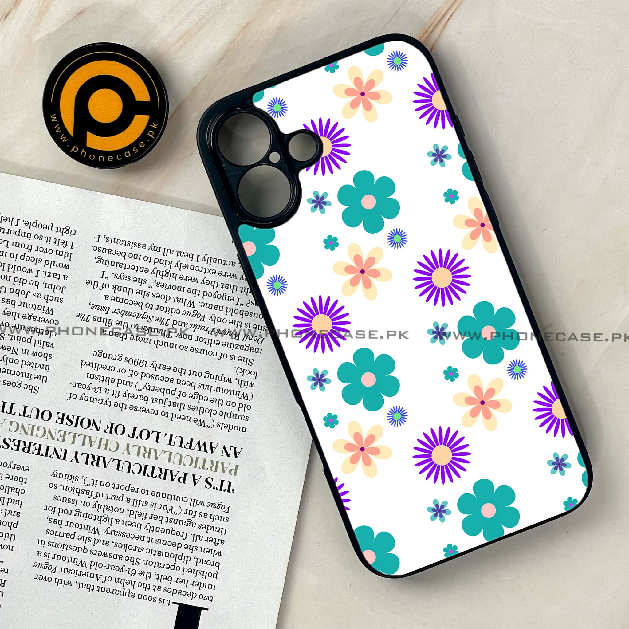 iPhone 16 Plus -     Floral Design Series 2.0 - Premium Metal Printed soft Bumper shock Proof Case