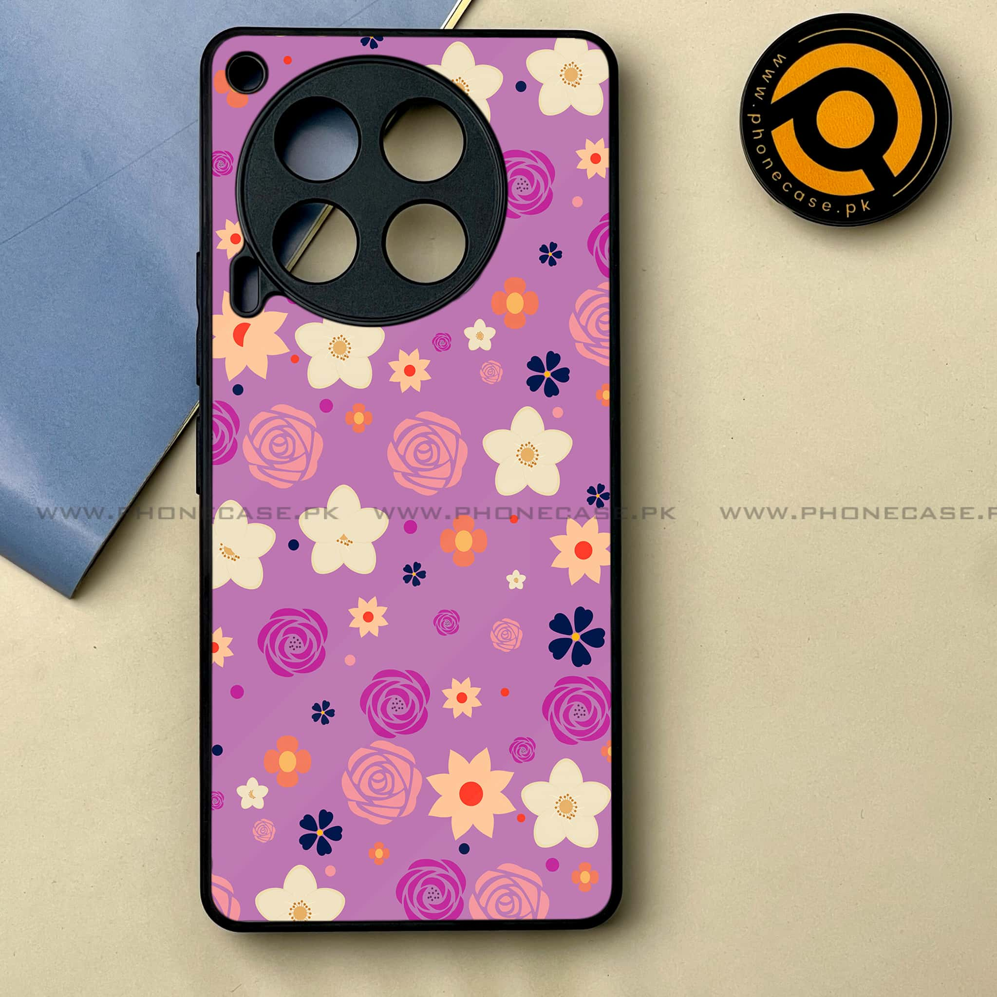 Tecno Camon 30 - Floral Design Series 2.0 -  Premium Printed Metal soft Bumper shock Proof Case