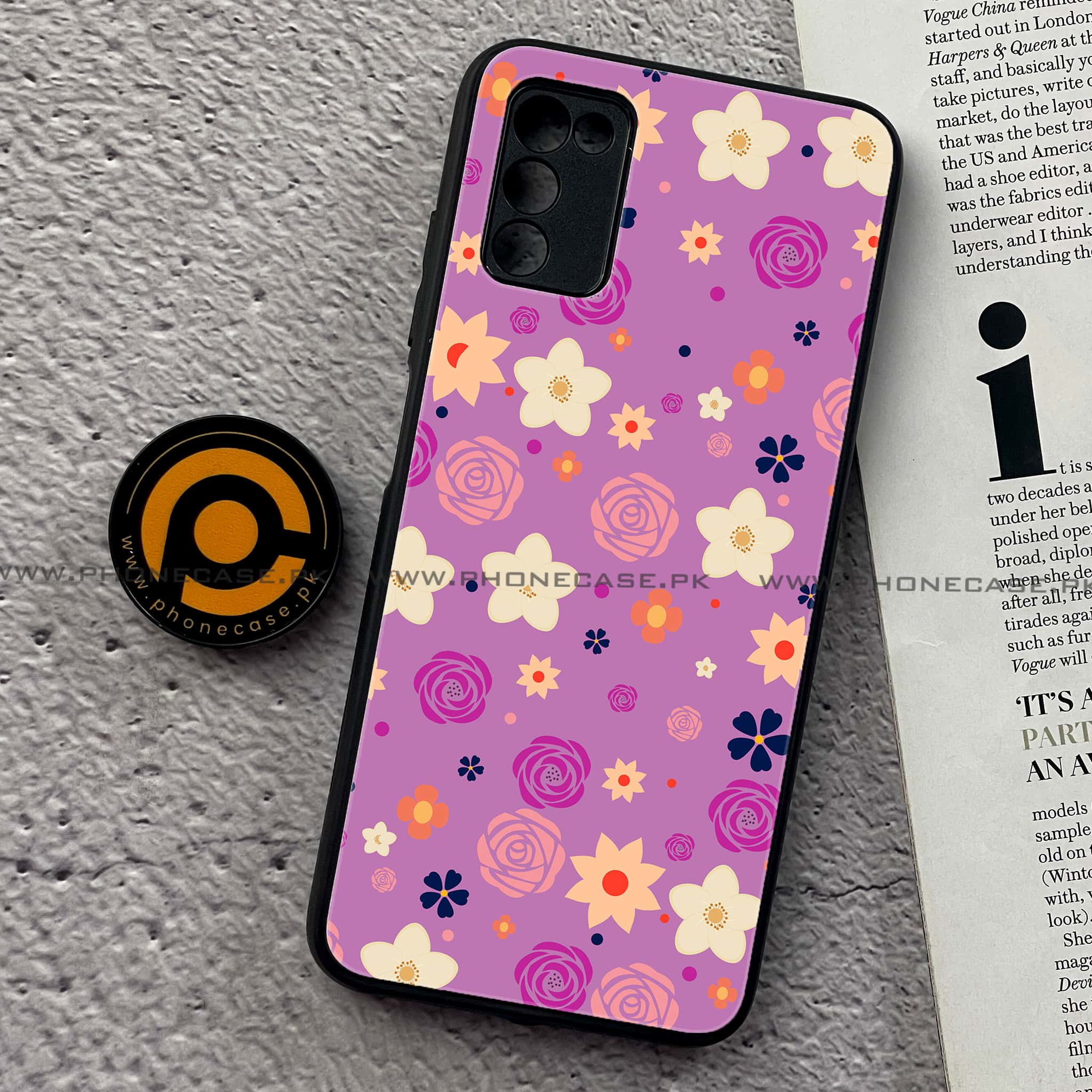 Samsung Galaxy A03s -  Floral Design Series 2.0 - Premium Printed Metal soft Bumper shock Proof Case