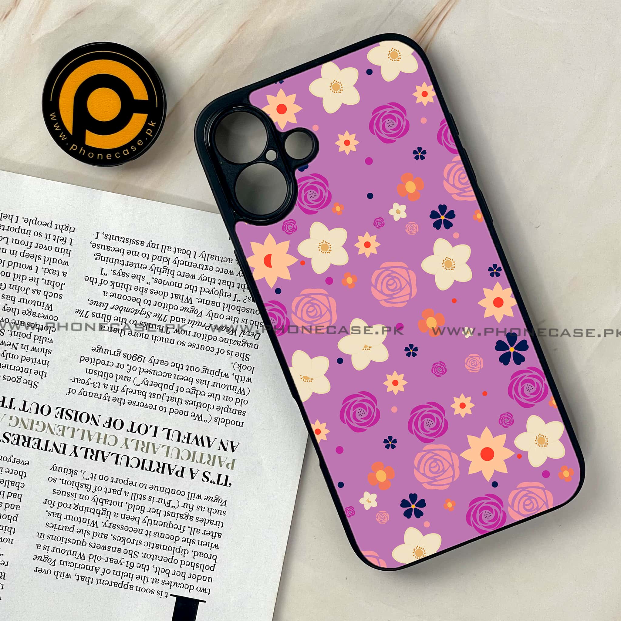 iPhone 16 Plus -     Floral Design Series 2.0 - Premium Metal Printed soft Bumper shock Proof Case