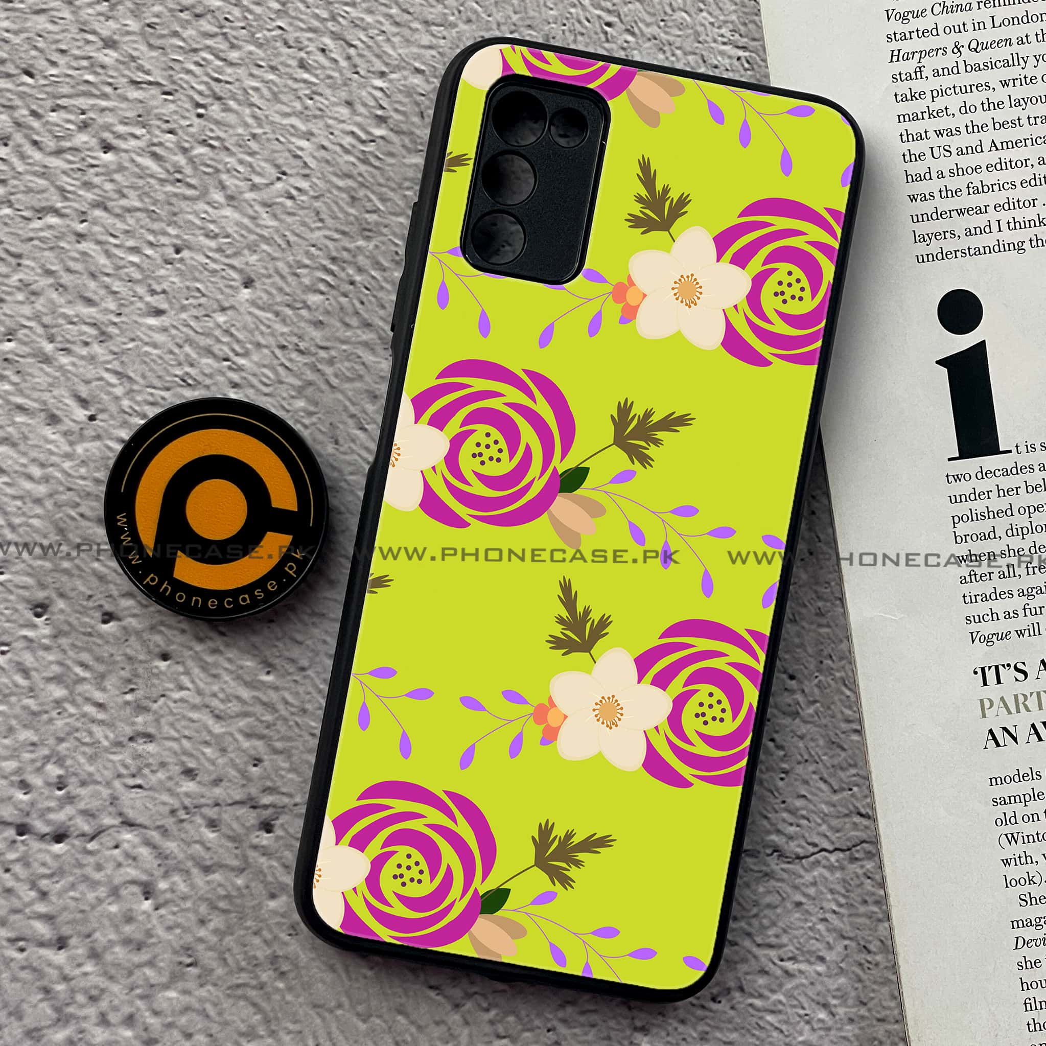 Samsung Galaxy A03s -  Floral Design Series 2.0 - Premium Printed Metal soft Bumper shock Proof Case