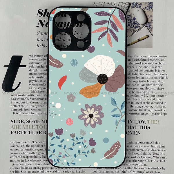 iPhone 14 Pro Max - Floral Series Design 5 - Premium Printed Glass soft Bumper shock Proof Case