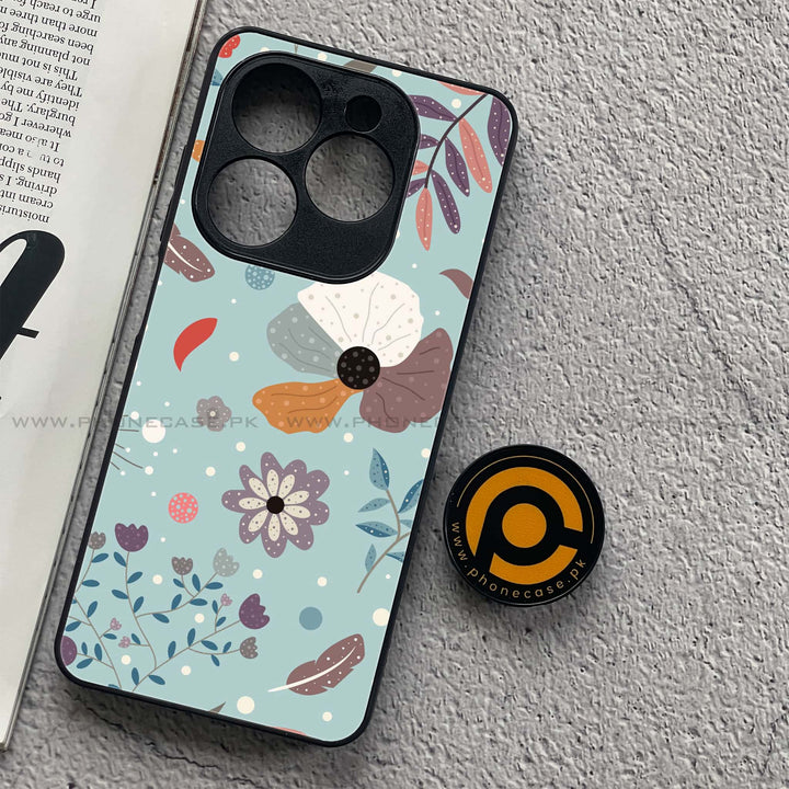 Tecno Spark Go 2024 - Floral Series Design 5 - Premium Printed Glass soft Bumper Shock Proof Case