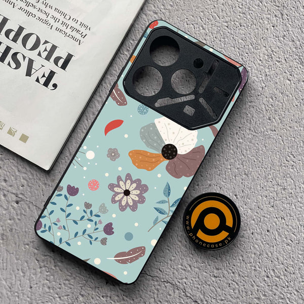 Tecno Pova 6 Neo - Floral Series Design 5 - Premium Metal  Printed soft Bumper shock Proof Case
