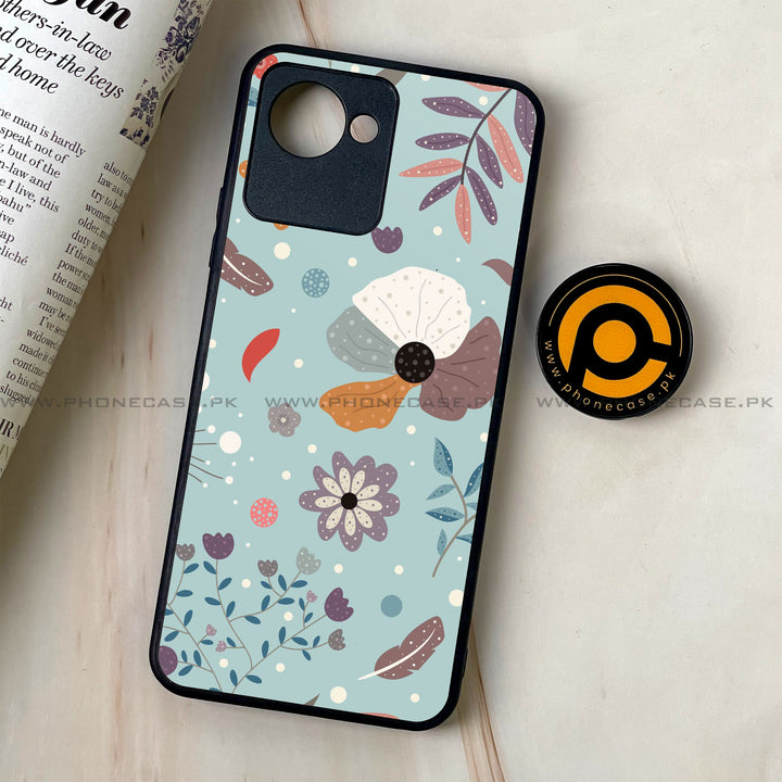Realme C30 - Floral Series Design 5 - Premium Printed Glass soft Bumper Shock Proof Case