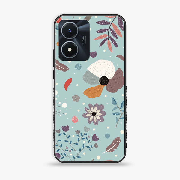 Vivo Y02s - Floral Series Design 5 -  Premium Printed Metal soft Bumper shock Proof Case