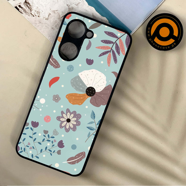 Vivo Y18 - Floral Series Design 5 -  Premium Printed Metal soft Bumper shock Proof Case