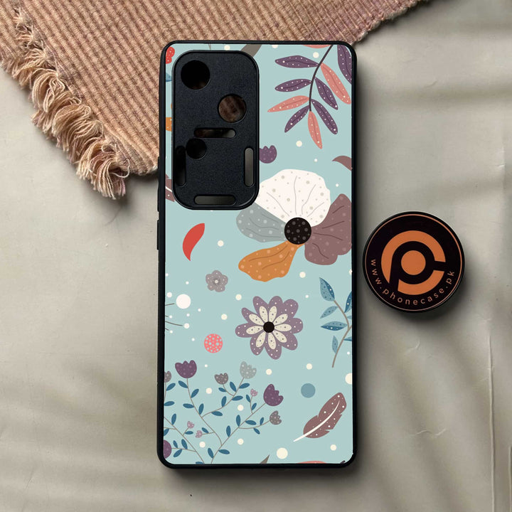 Vivo V30 - Floral Series Design 5 - Premium Printed Glass soft Bumper shock Proof Case