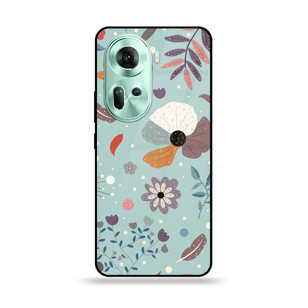 Oppo Reno 11 5G - Floral Series Design 5 -  Premium Printed Metal soft Bumper shock Proof Case