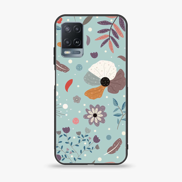 OPPO A54 - Floral Series Design 5 - Premium Printed Glass soft Bumper Shock Proof Case