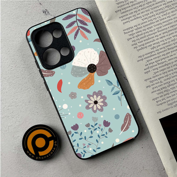 Oppo Reno 13 - Floral Series Design 5 - Premium Metal Printed Soft Bumper Shockproof Case