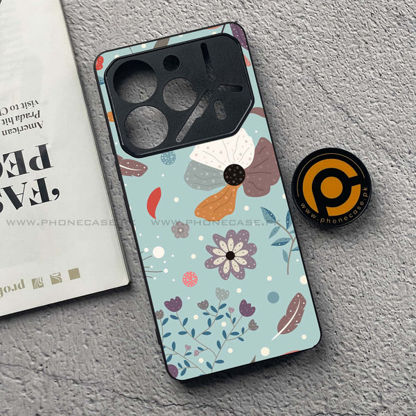 Tecno Pova 6 Pro - Floral Series Design 5 - Premium Printed Glass soft Bumper Shock Proof Case