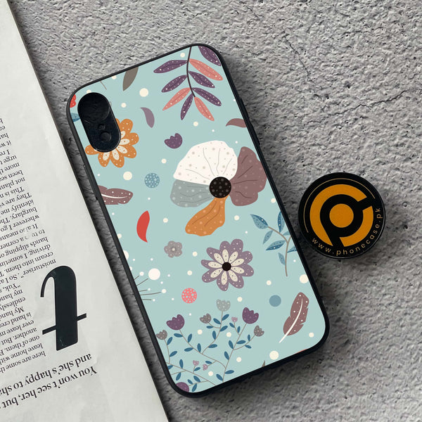 iPhone XR - Floral Series Design 5 - Premium Metal Printed soft Bumper shock Proof Case