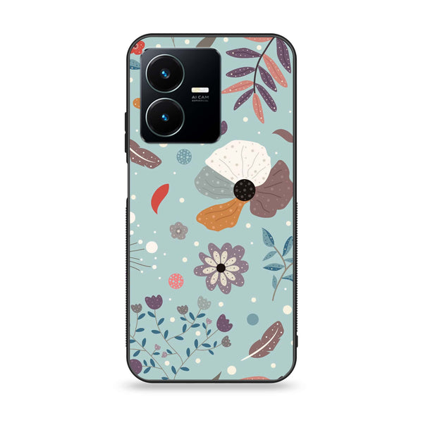 Vivo Y22 - Floral Series Design 5 - Premium Printed Glass soft Bumper Shock Proof Case