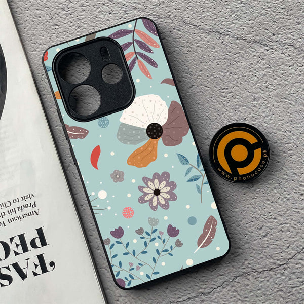 Xiaomi Redmi Note 14 - Floral Series Design 5 - Premium Printed Glass soft Bumper Shock Proof Case