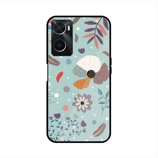 oppo A96 - Floral Series Design 5 - Premium Printed Glass soft Bumper Shock Proof Case