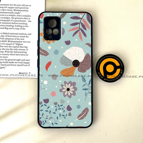 Vivo V20 - Floral Series Design 5 - Premium Printed Glass soft Bumper Shock Proof Case