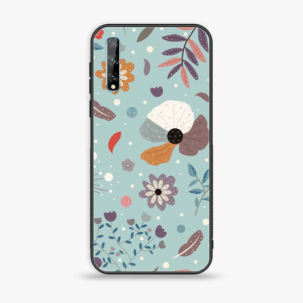 Huawei Y8p - Floral Series Design 5 - Premium Printed Glass soft Bumper Shock Proof Case