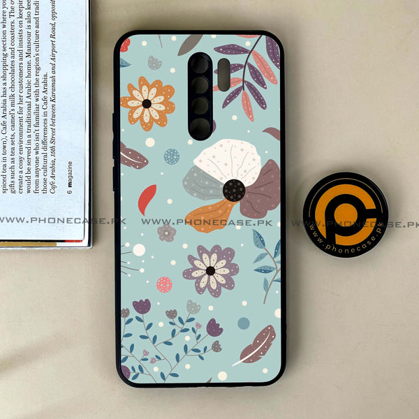 Xiaomi Redmi 9 - Floral Series Design 5 - Premium Printed Glass soft Bumper Shock Proof Case