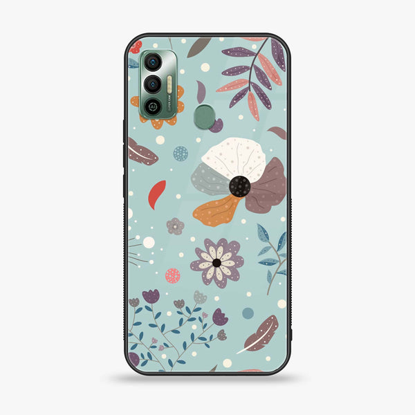 Tecno Spark 7 - Floral Series Design 5 - Premium Printed Glass soft Bumper Shock Proof Case