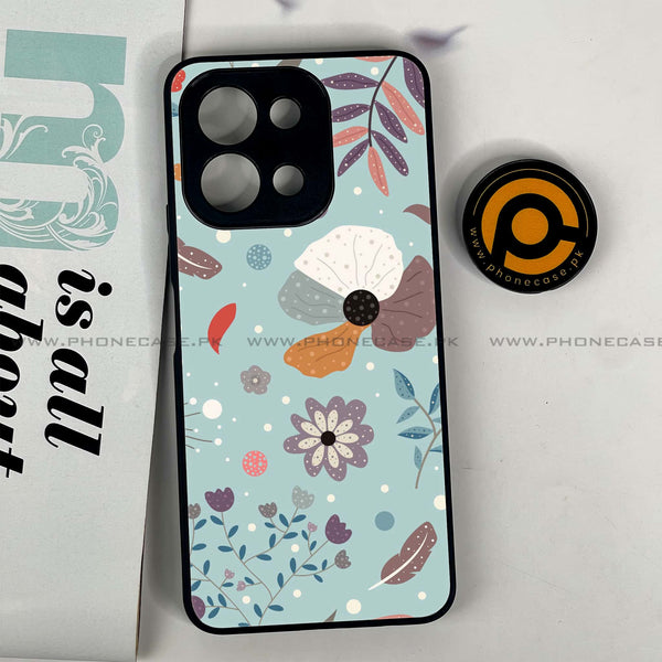 Vivo Y28 - Floral Series Design 5 - Premium Printed Glass soft Bumper shock Proof Case