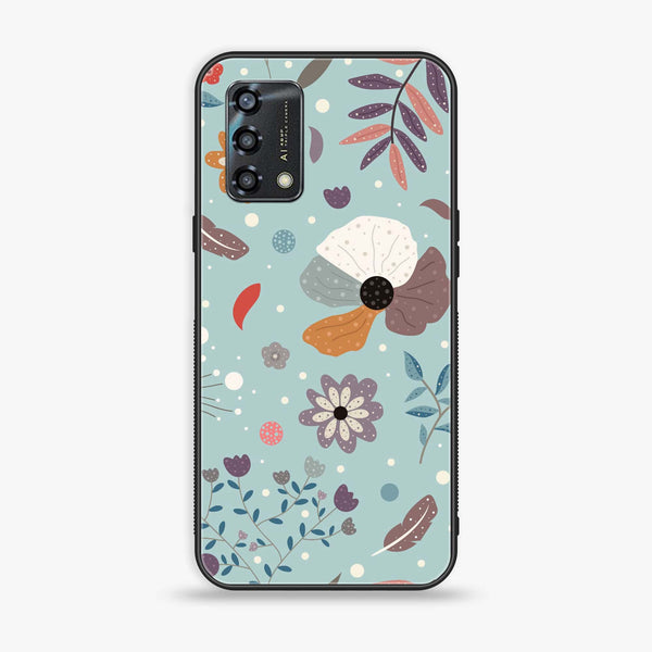 Oppo A95 - Floral Series Design 5 - Premium Printed Glass soft Bumper Shock Proof Case