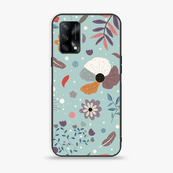 Oppo F19 - Floral Series Design 5 - Premium Printed Glass soft Bumper shock Proof Case