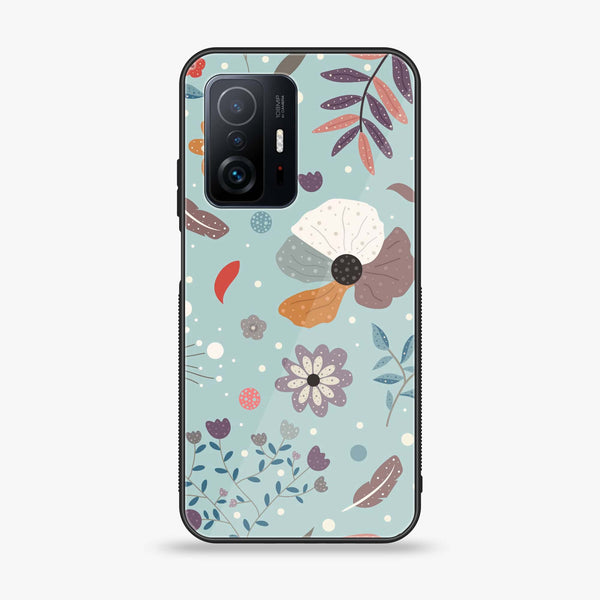 Xiaomi 11T - Floral Series Design 5 - Premium Printed Glass soft Bumper Shock Proof Case