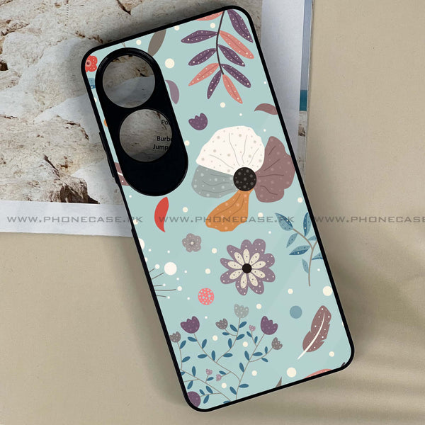 Oppo A60 - Floral Series Design 5 -  Premium Printed Metal soft Bumper shock Proof Case