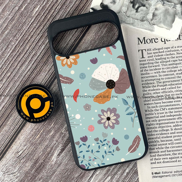 Google Pixel 9 - Floral Series Design 5 - Premium Printed Glass soft Bumper shock Proof Case