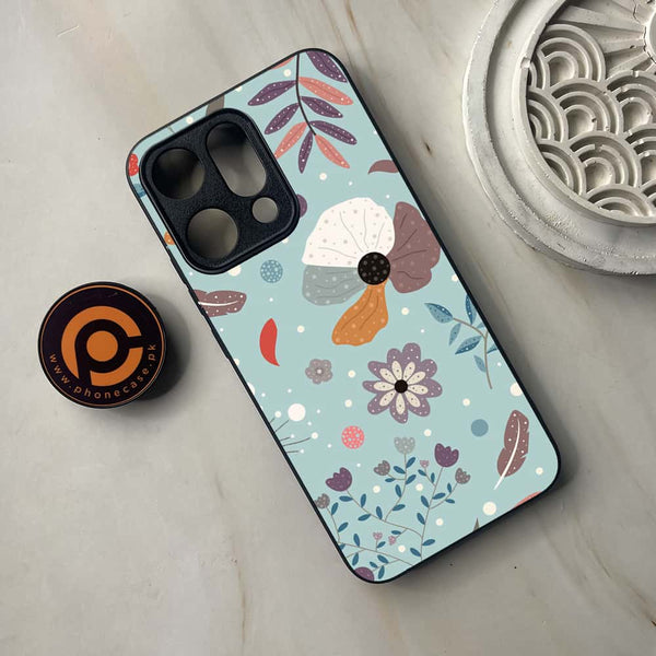 Oppo Reno 14 5G - Floral Series Design 5 - Premium Metal Printed soft Bumper shock Proof Case