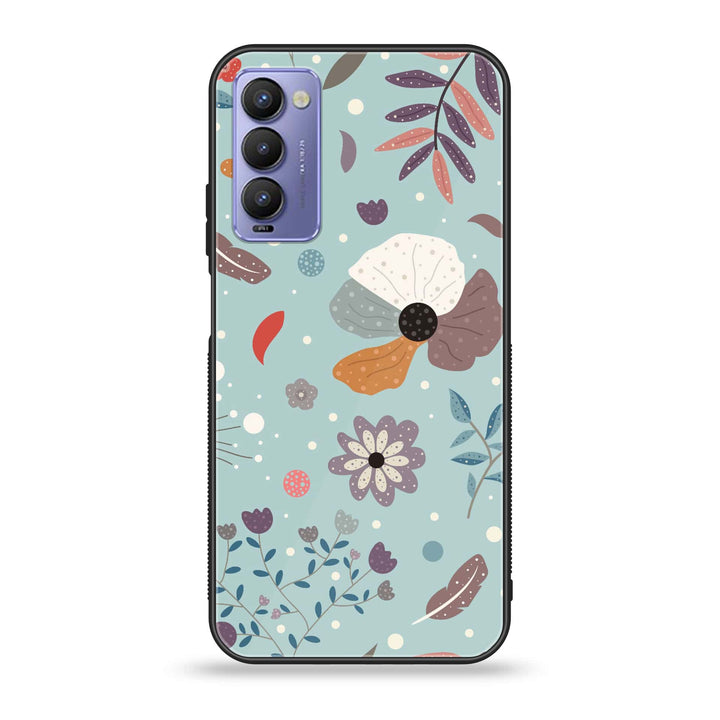 Tecno Camon 18P - Floral Series Design 5 - Premium Printed Glass soft Bumper shock Proof Case