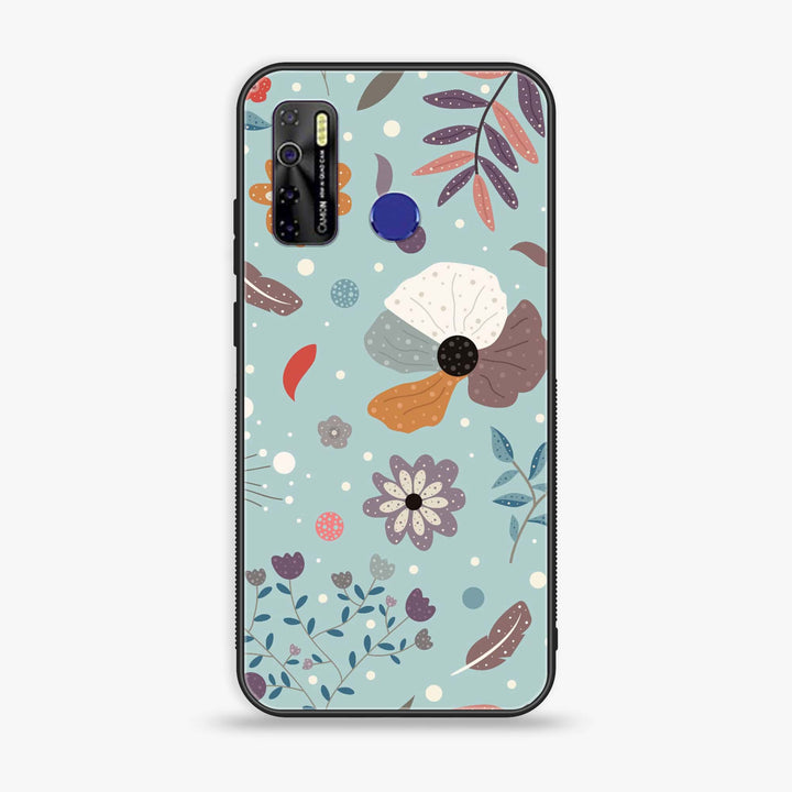 Tecno Camon 15 - Floral Series Design 5 - Premium Printed Glass soft Bumper shock Proof Case