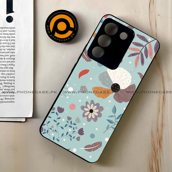 Vivo V29e - Floral Series Design 5 - Premium Printed Glass soft Bumper shock Proof Case CS-18197