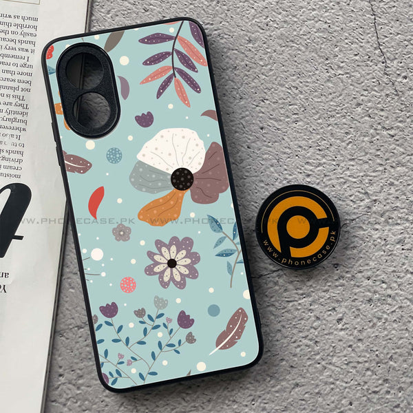 Oppo A18 4G - Floral Series Design 5 -  Premium Printed Metal soft Bumper shock Proof Case