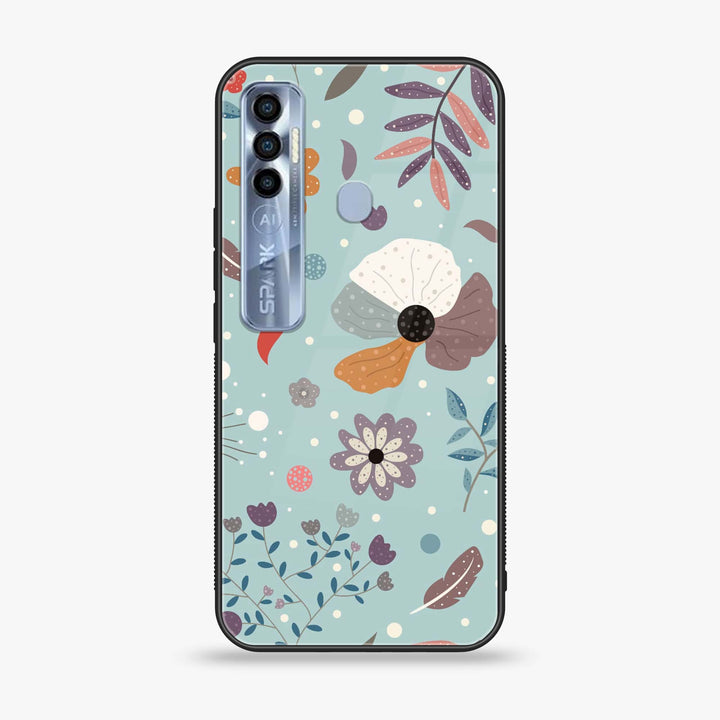 Tecno Spark 7 Pro - Floral Series Design 5 - Premium Printed Glass soft Bumper Shock Proof Case