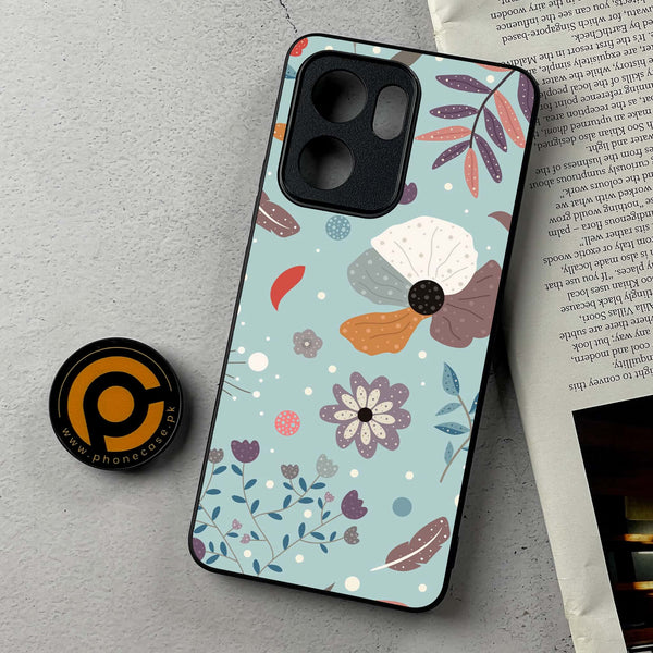 Oppo Reno 13F -  Floral Series Design 5 - Premium Metal Printed Soft Bumper Shockproof Case