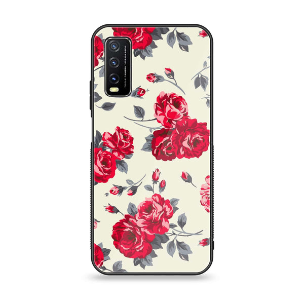 Vivo Y20s - Floral Series Design 8 - Premium Printed Glass soft Bumper shock Proof Case